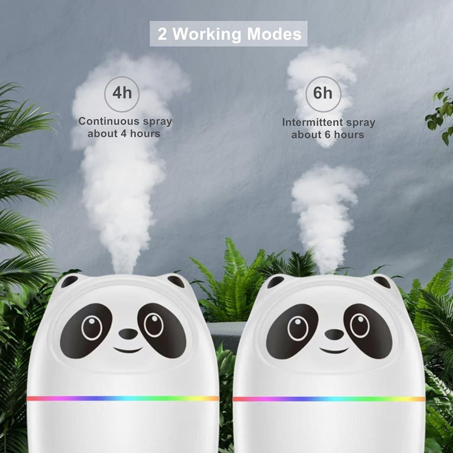Panda Humidifier & 7-Color Night Light – Cool Mist Companion