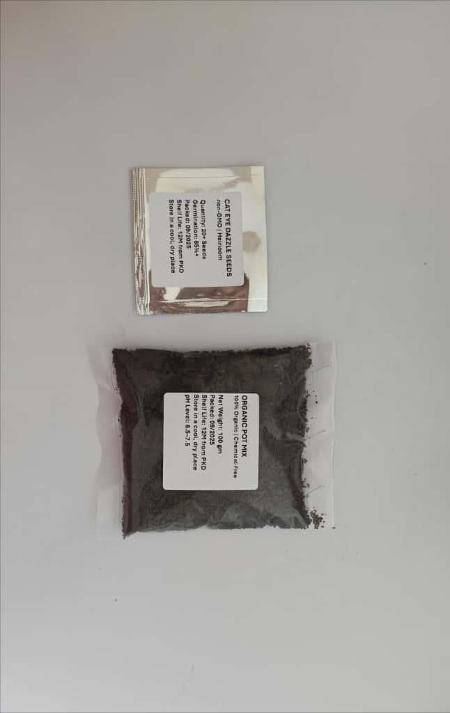 Cat Eye Dazzle Seeds and Free Organic Pot Mix 100 Grams es7me6-ax