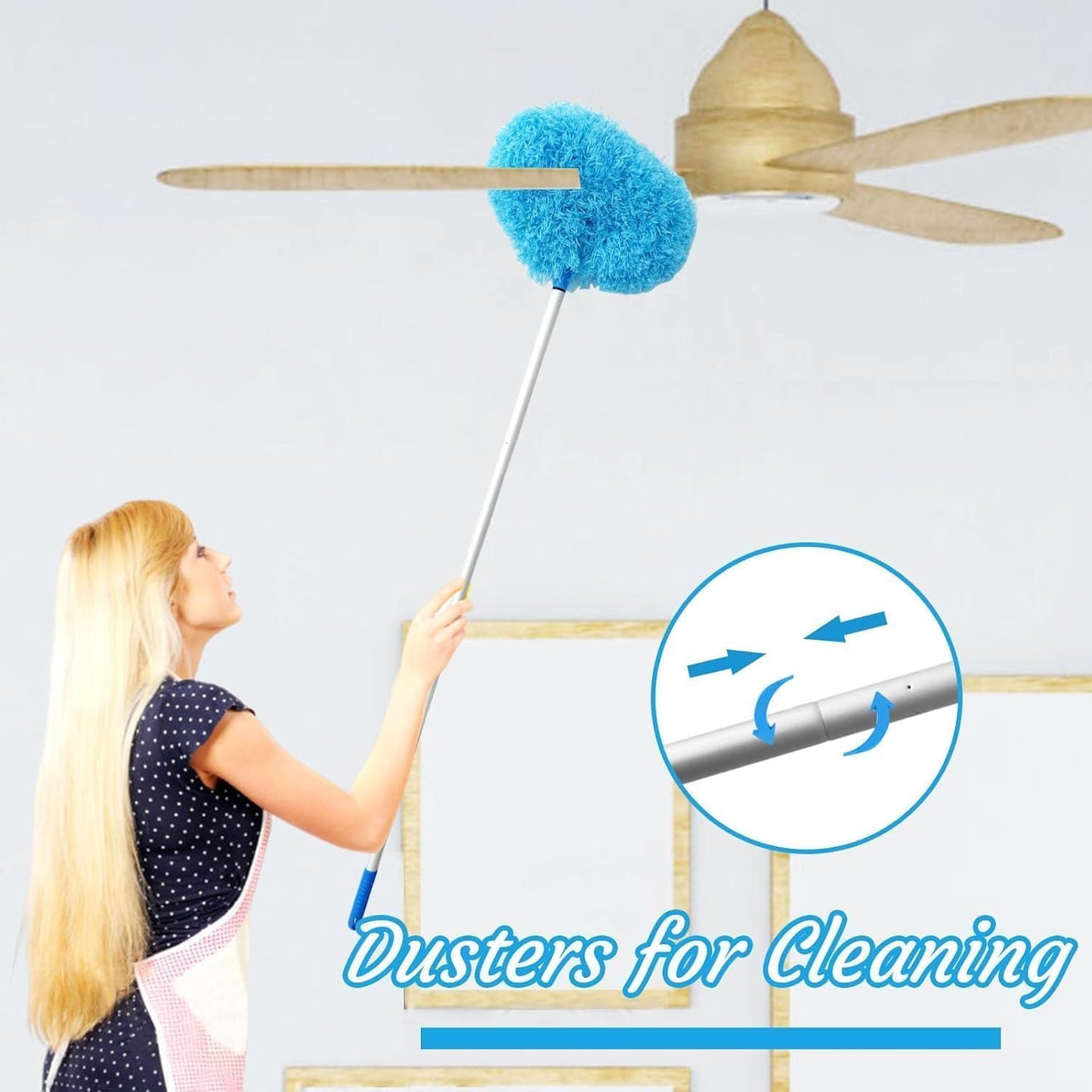 Washable Ceiling Fan Cleaner Duster – Extendable, Reusable & Ultra-Soft Microfiber Head