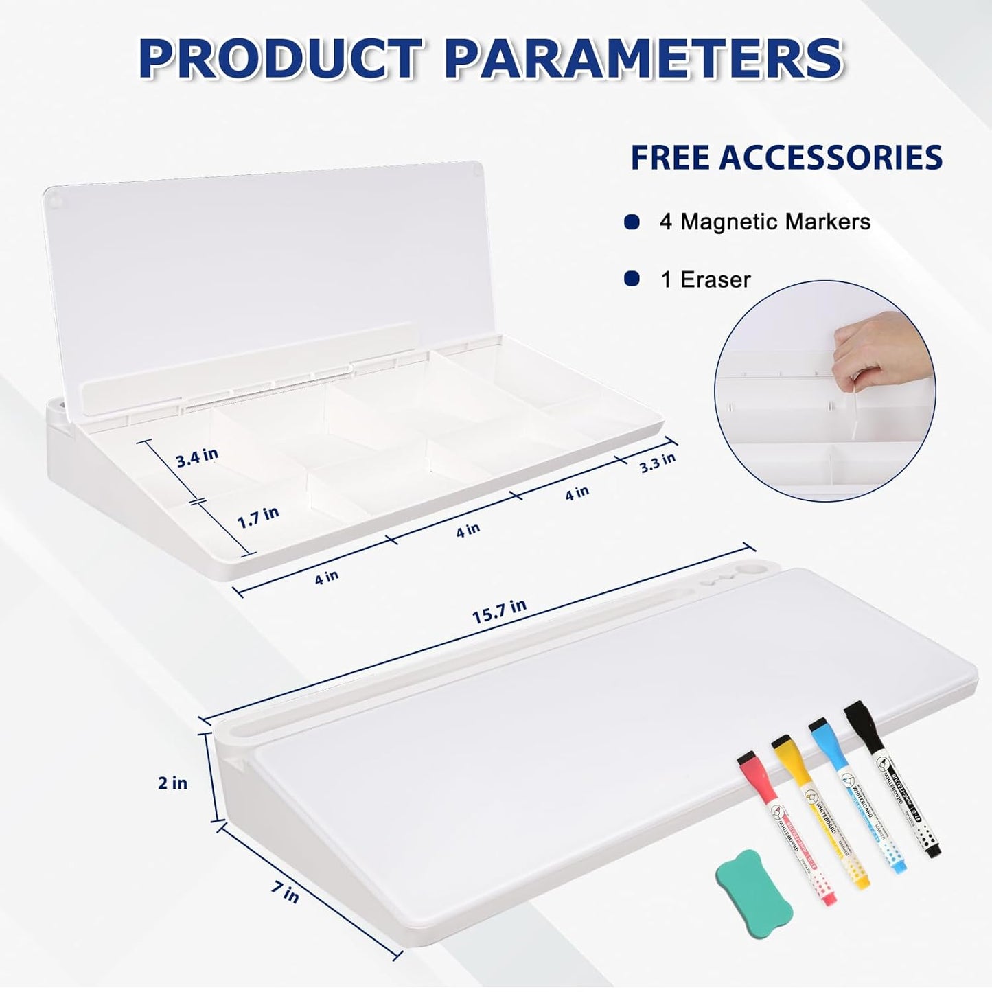 Storage Desk Board – Whiteboard with Hidden Desk Organizer & Device Slot