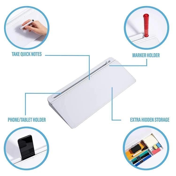 Storage Desk Board – Whiteboard with Hidden Desk Organizer & Device Slot