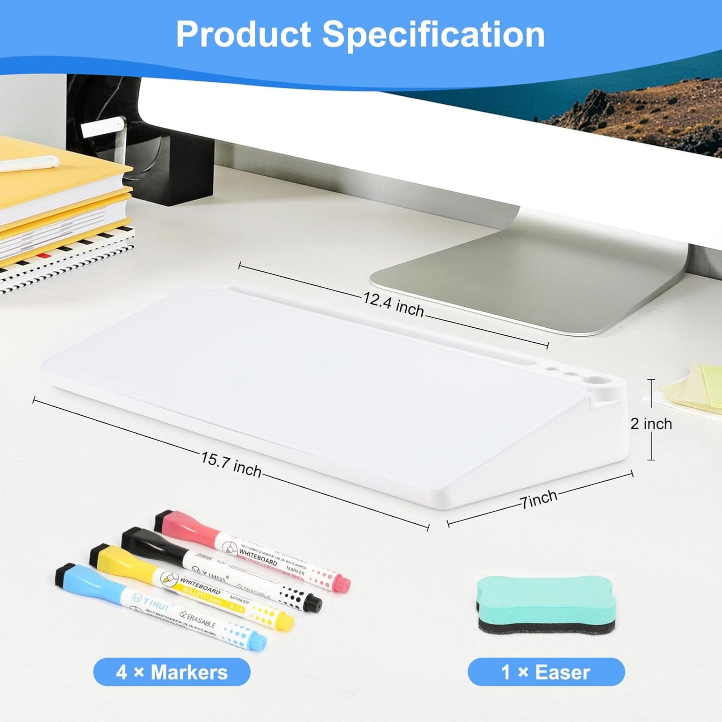Storage Desk Board – Whiteboard with Hidden Desk Organizer & Device Slot