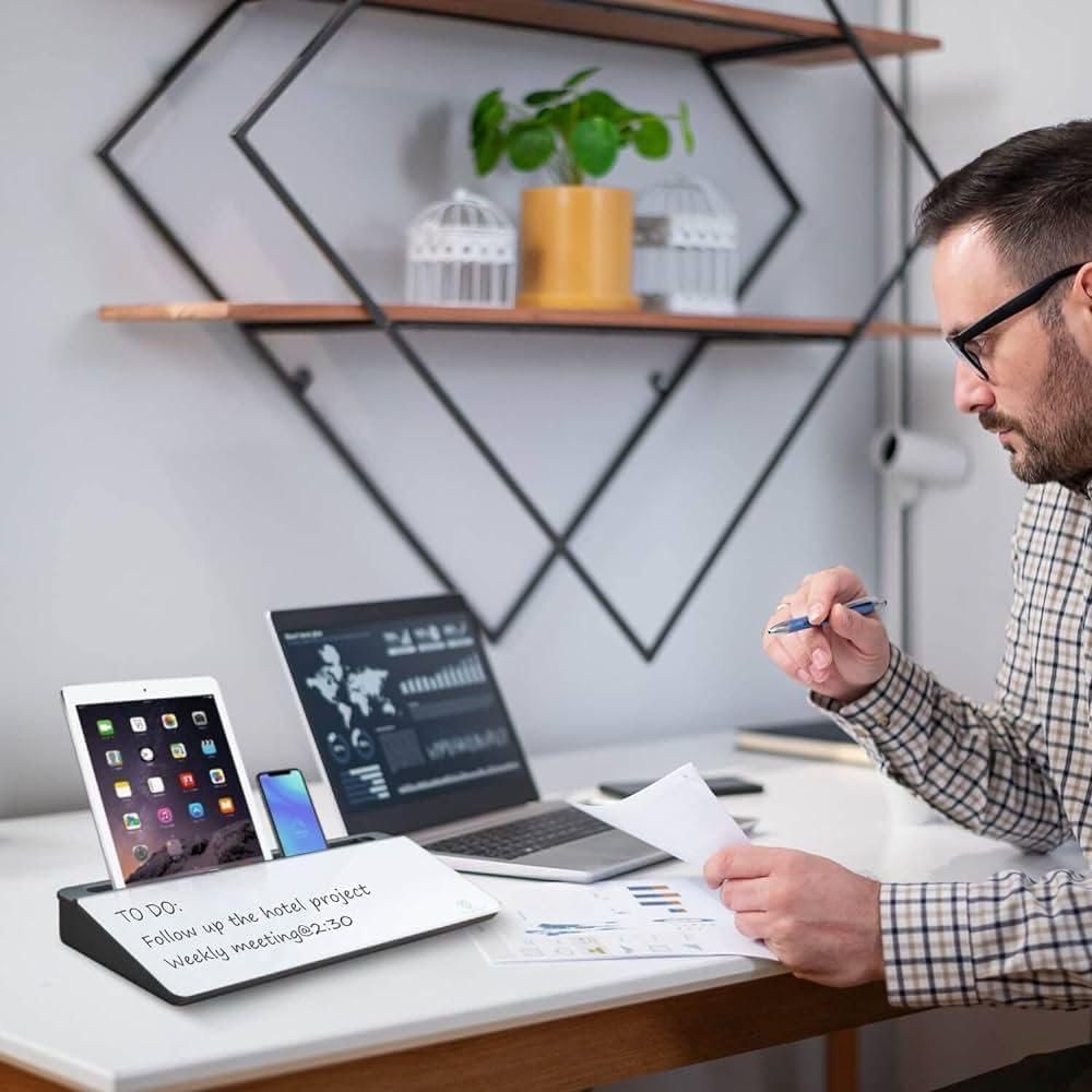 Storage Desk Board – Whiteboard with Hidden Desk Organizer & Device Slot