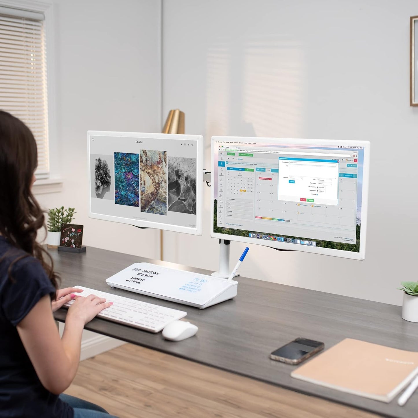 Storage Desk Board – Whiteboard with Hidden Desk Organizer & Device Slot