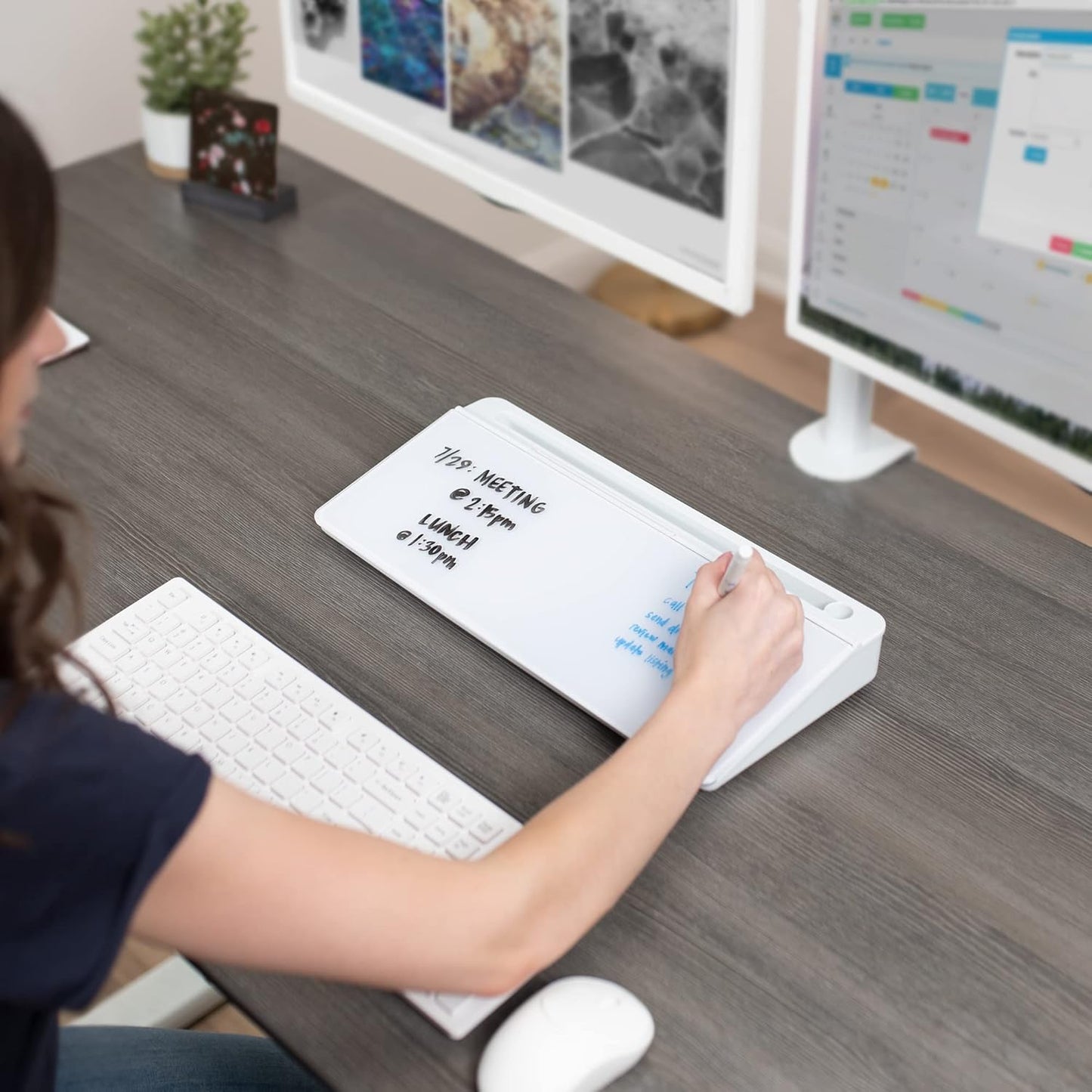 Storage Desk Board – Whiteboard with Hidden Desk Organizer & Device Slot