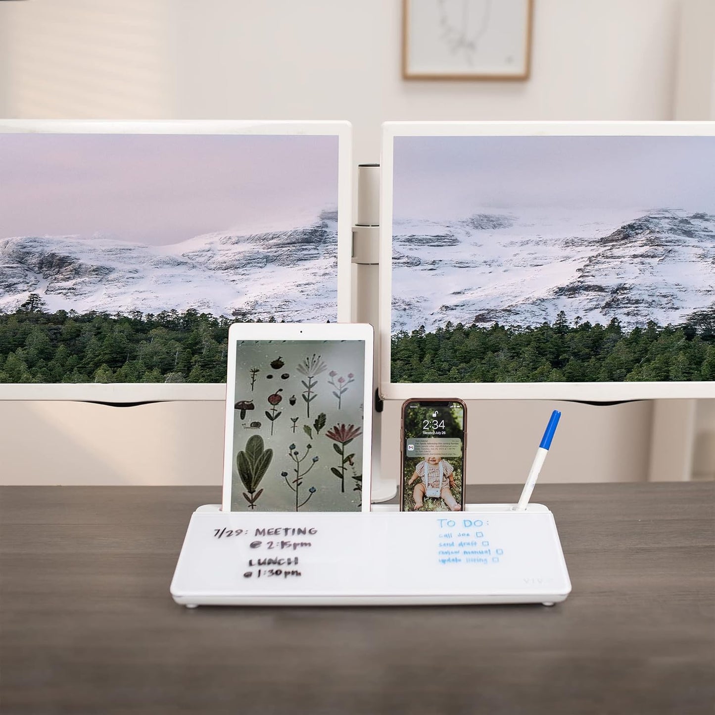 Storage Desk Board – Whiteboard with Hidden Desk Organizer & Device Slot