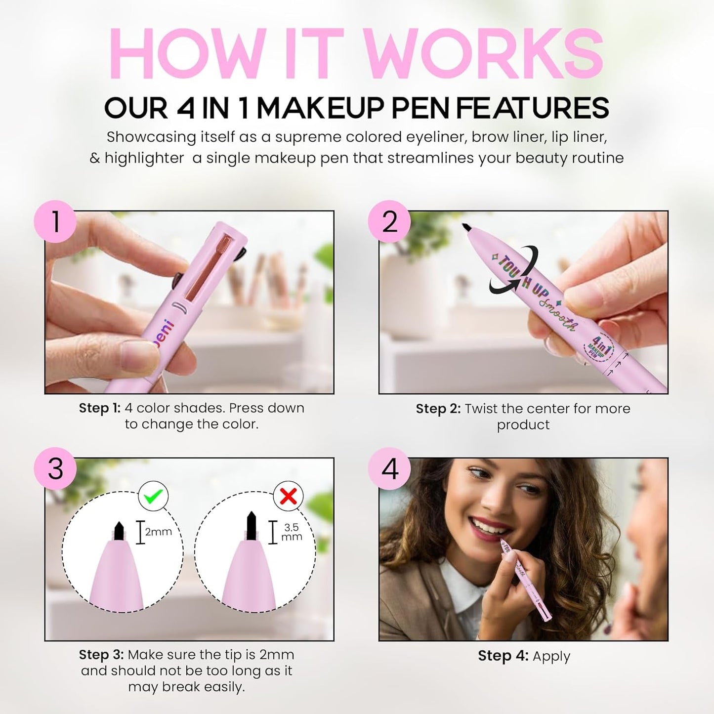 Touch-Up 4-in-1 Makeup Pen – All-in-One Beauty Tool