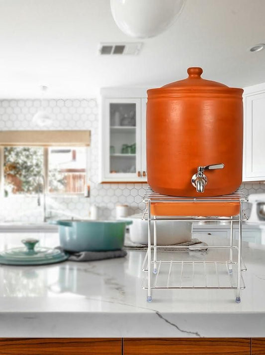 Heavy Steel Matka Stand with Free Tray – Stainless Steel Water Pot Stand