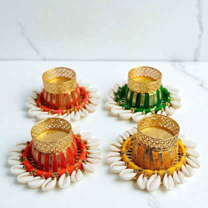 Cowrie Dholakh Tealight Holder (Pack of 2)