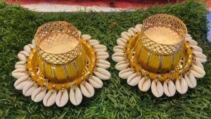 Cowrie Dholakh Tealight Holder (Pack of 2)
