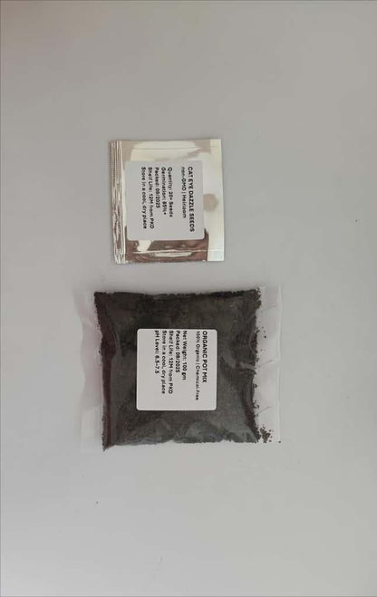 Cat Eye Dazzle Seeds and Free Organic Pot Mix 100 Grams es7me6-ax
