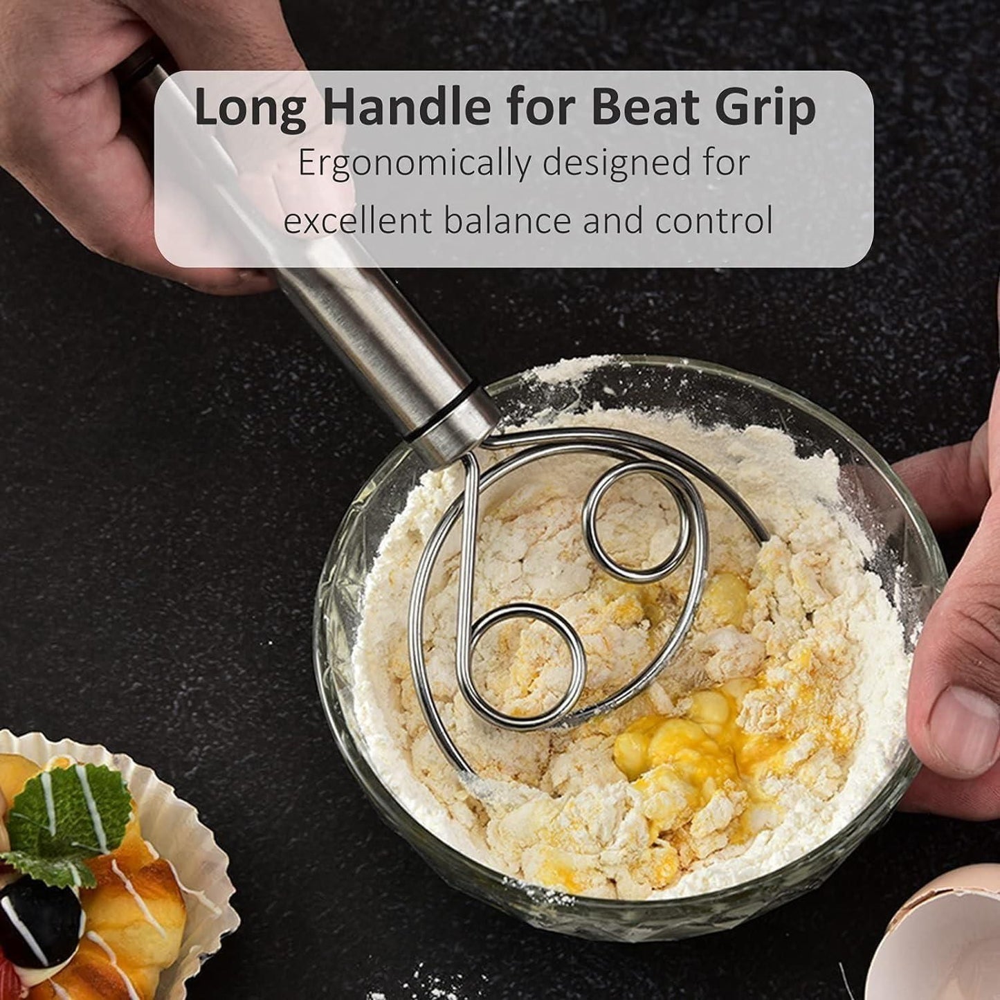 Danish Dough Whisk – Stainless Steel Bread Mixer (Dishwasher Safe)
