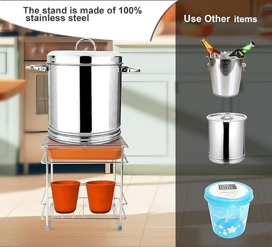 Heavy Steel Matka Stand with Free Tray – Stainless Steel Water Pot Stand