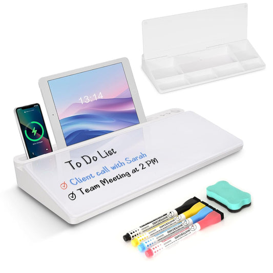 Storage Desk Board – Whiteboard with Hidden Desk Organizer & Device Slot