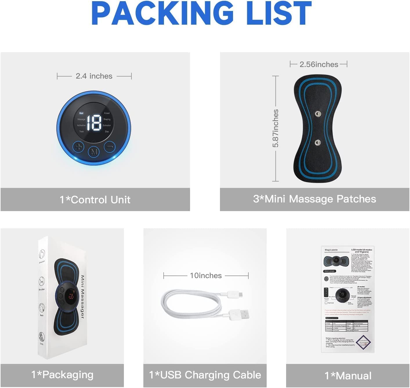 Mini Electric Massager – 8 Modes & 19 Intensity Levels for Full-Body Pain Relief