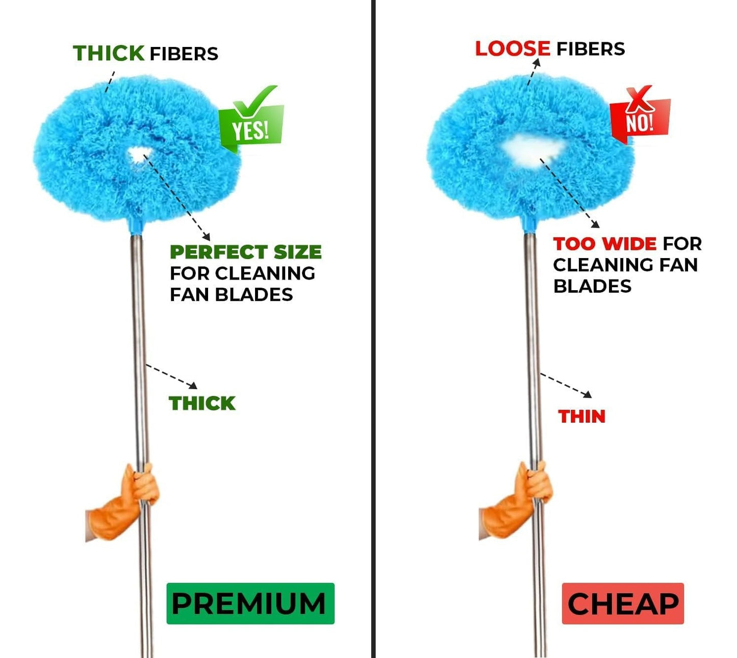 Washable Ceiling Fan Cleaner Duster – Extendable, Reusable & Ultra-Soft Microfiber Head