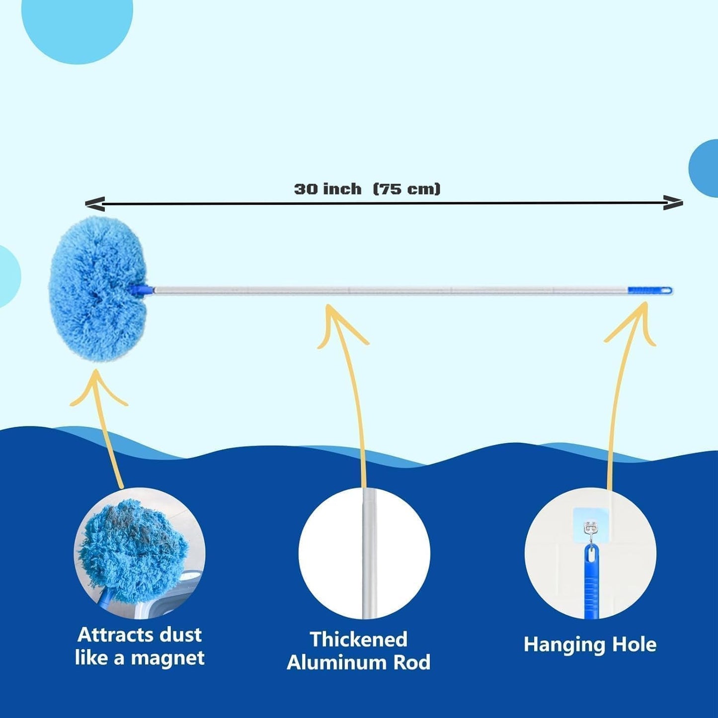 Washable Ceiling Fan Cleaner Duster – Extendable, Reusable & Ultra-Soft Microfiber Head