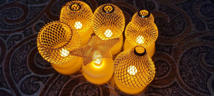 Golden Net LED Tealight Candle Lanterns Star (Pack of 6)
