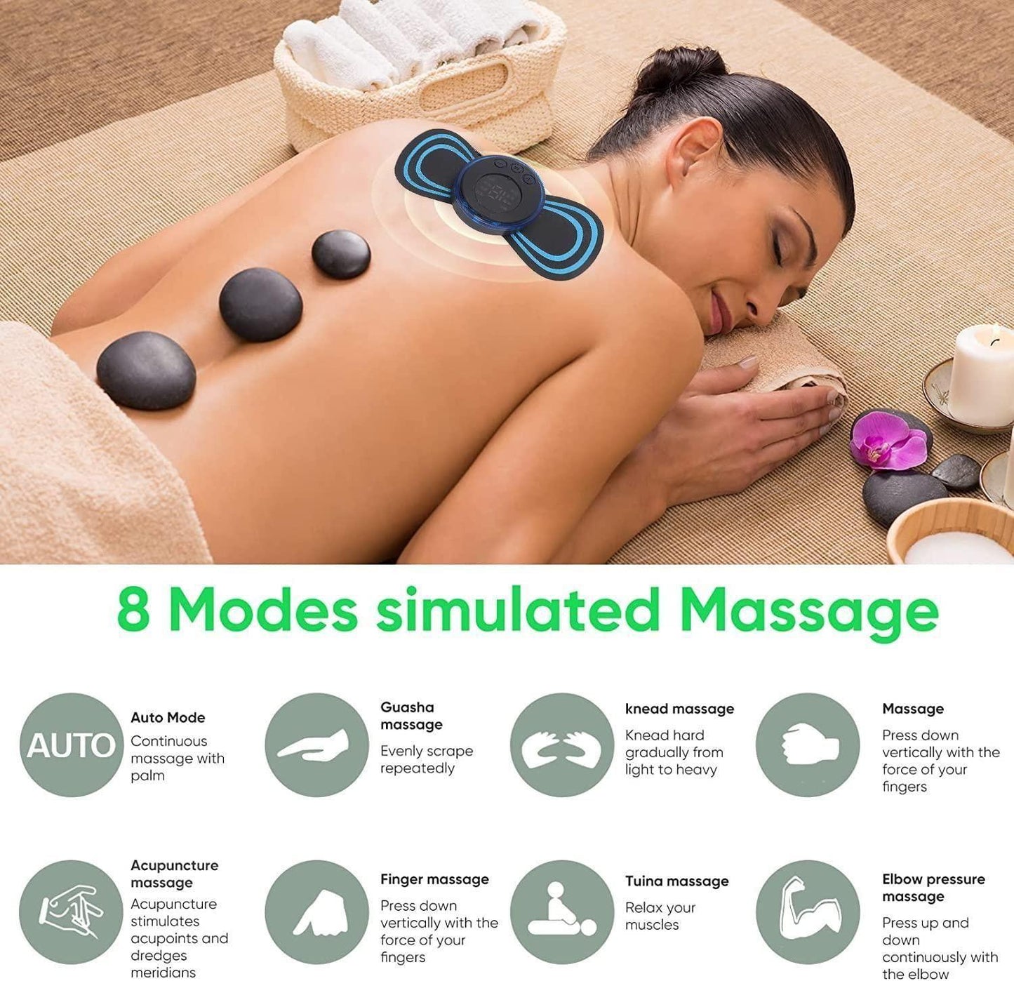 Mini Electric Massager – 8 Modes & 19 Intensity Levels for Full-Body Pain Relief