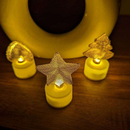 Golden Net LED Tealight Candle Lanterns Star (Pack of 6)