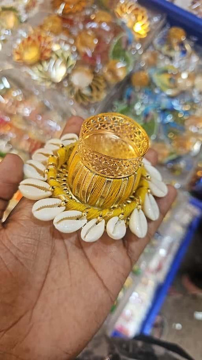 Cowrie Dholakh Tealight Holder (Pack of 2)