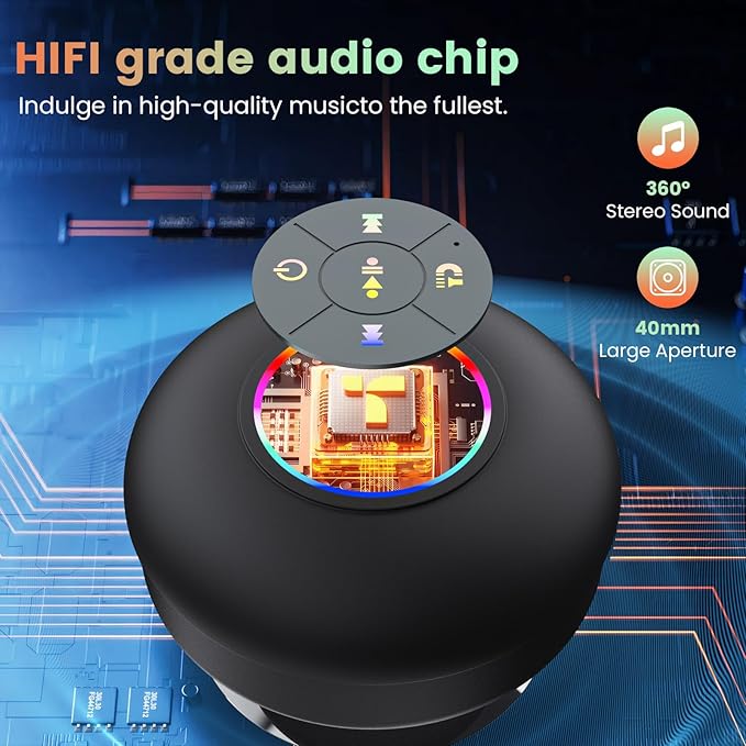Large Suction Cup Waterproof Bluetooth Speaker – Shower & Outdoor Use