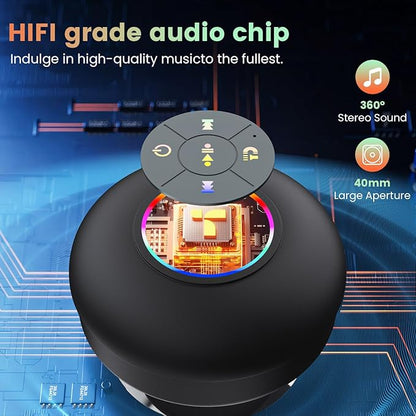 Large Suction Cup Waterproof Bluetooth Speaker – Shower & Outdoor Use