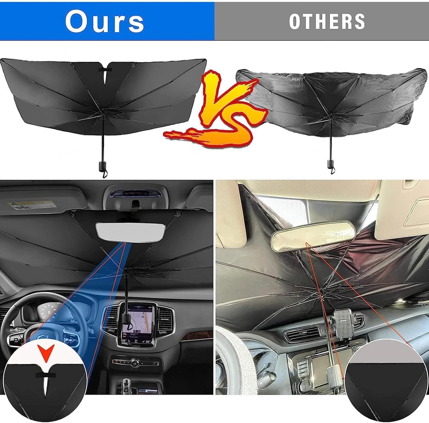 Premium Foldable Car Windshield Sun Shade Umbrella – Heat & UV Shield