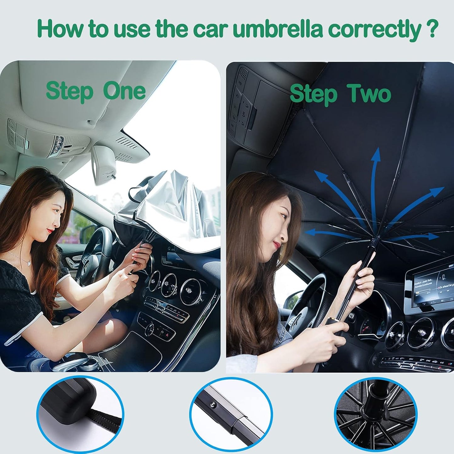 Premium Foldable Car Windshield Sun Shade Umbrella – Heat & UV Shield