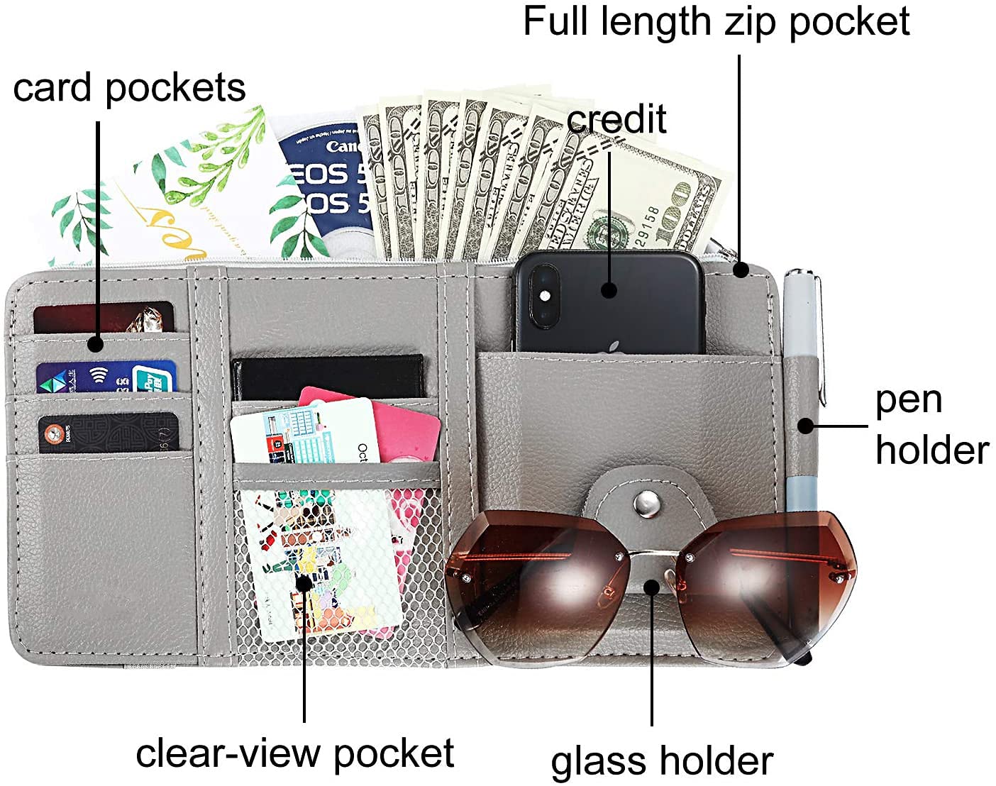 Car Styling Sun Visor Organizer – Multi-Pocket Car Storage Pouch