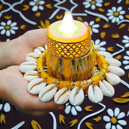 Cowrie Dholakh Tealight Holder (Pack of 2)