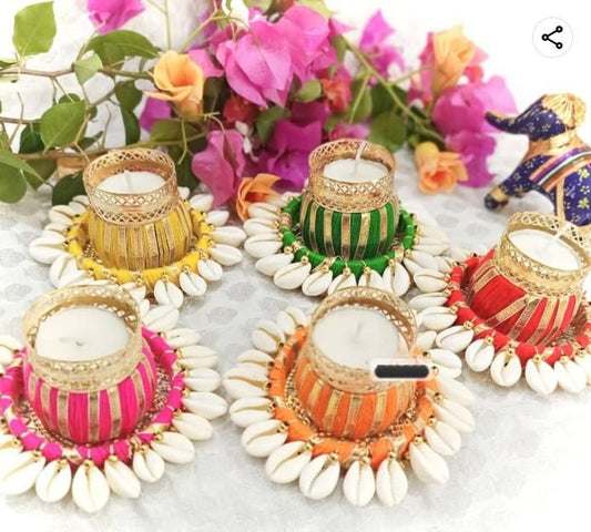 Cowrie Dholakh Tealight Holder (Pack of 2)