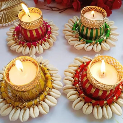 Cowrie Dholakh Tealight Holder (Pack of 2)