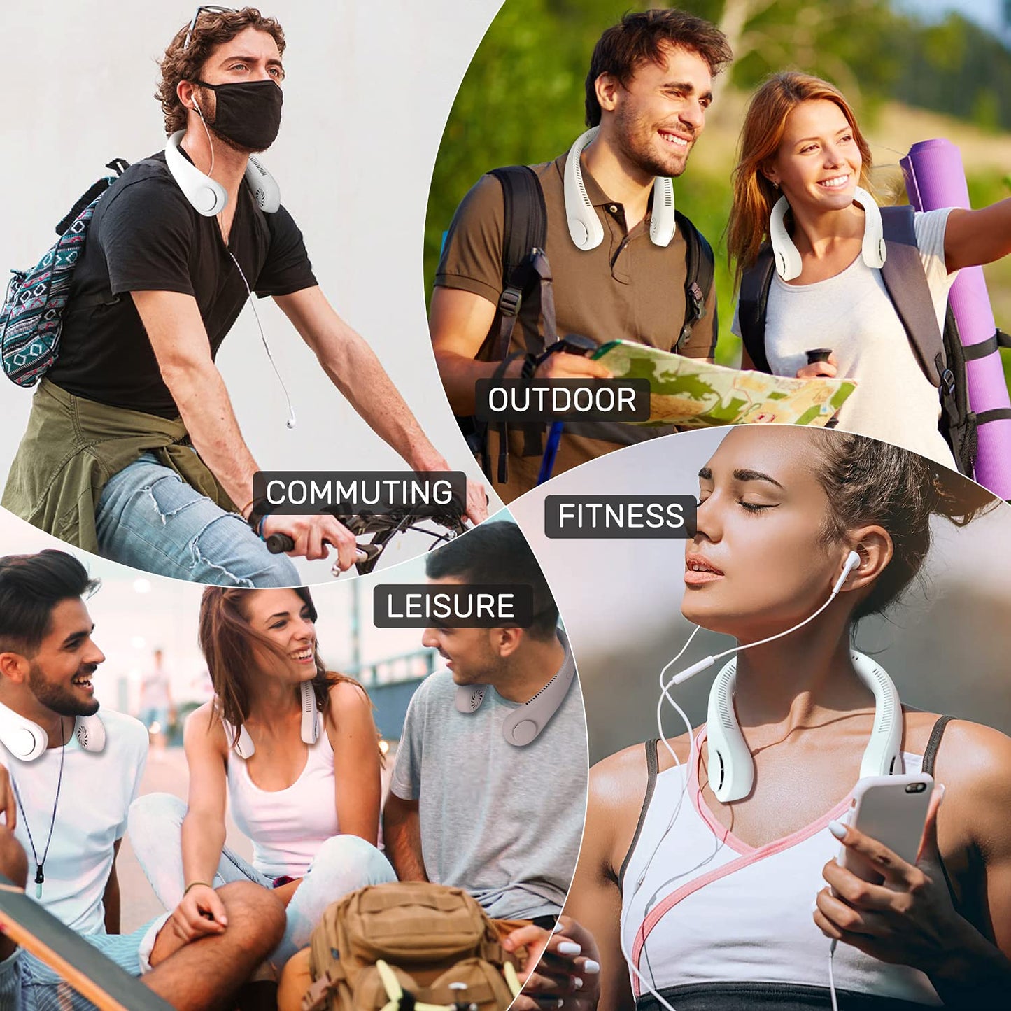 Portable Bladeless Hanging Rechargeable Neck Fan — Hands-Free Cooling