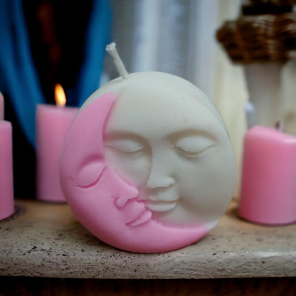 2 Pcs Sun Moon Double Shade Design Hand Poured Pure Soy Wax Scented Candle es7me6-ax