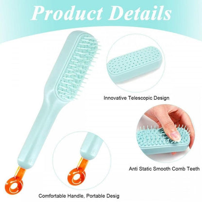 Self-Cleaning Anti-Static Massage Comb for Adults & Kids | Tangle-Free Hair Brush