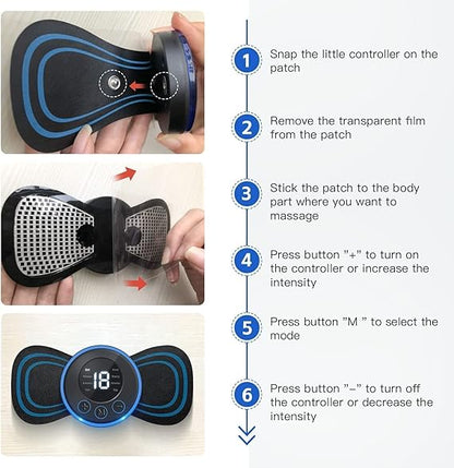 Mini Electric Massager – 8 Modes & 19 Intensity Levels for Full-Body Pain Relief